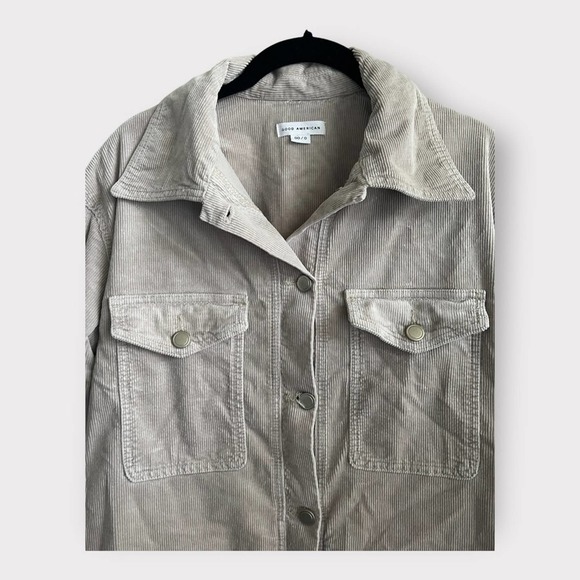 NWT Good American Utility Shacket Jacket Bone Cream Oversized XS (00/0) - Picture 2 of 7
